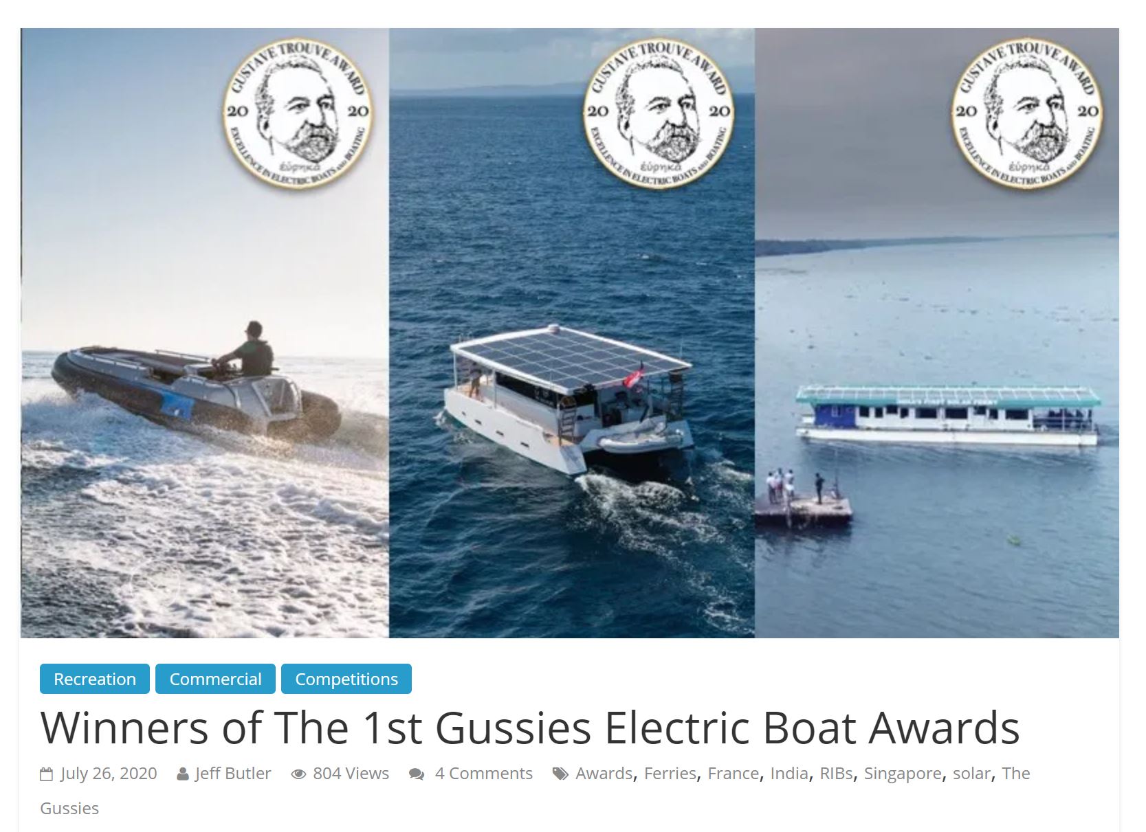 Gewinner des ersten „Gussies Electric Boat Awards“